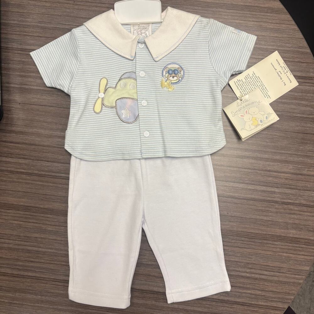 NWT Vintage Little Impressions Airplane Outfit Set 3 to 6M